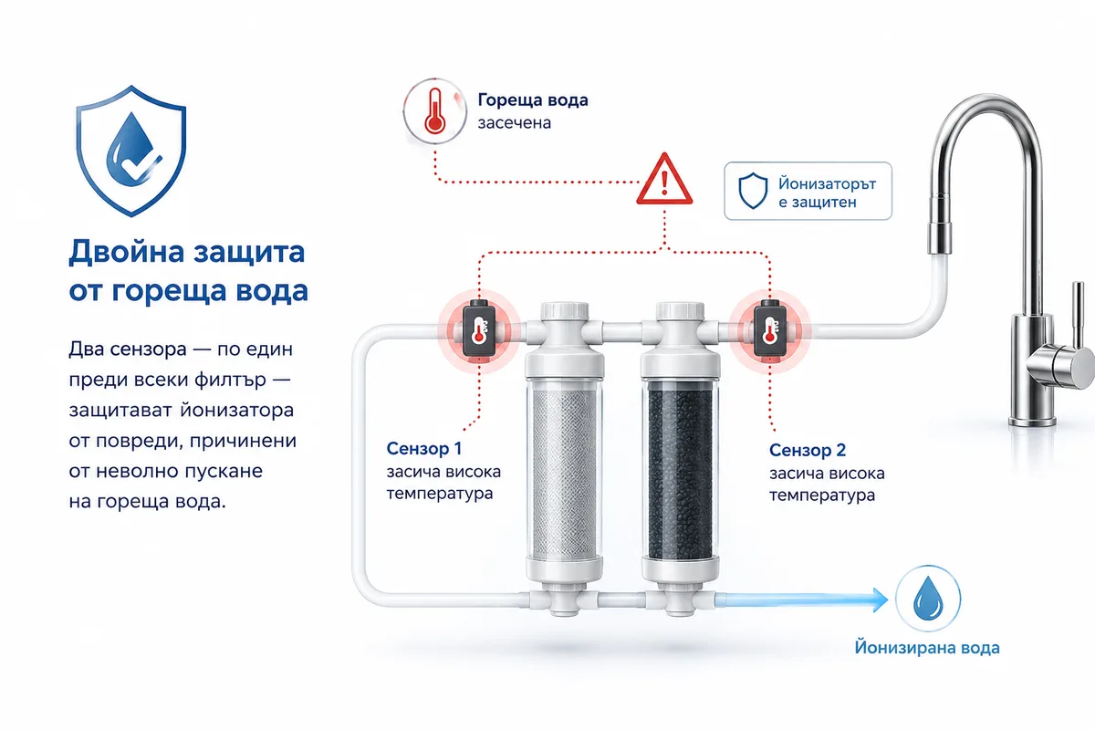 Двойна защита от гореща вода с два сензора